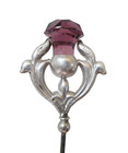 Antique Hatpin Amethyst Glass Thistle Pearce   Thompson
