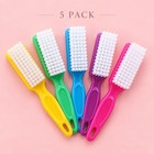 5 Pack Manual Nail Cleaning Brush Set  Multicolor Plastic Hand Scrub Brushes