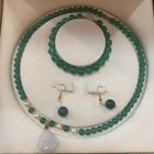 Green Agate Green Chalcedony Necklace Bracelet Set  To Give Gifts To Elders