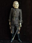 Rare Antique French Soldier 18 5    Papier Mache Composition Character Doll