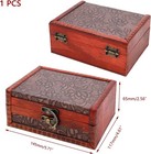 Kumgrot 1 Pcs Vintage Wooden Box With Hinged Lid Flower Motifs Antique Trunks   