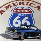 Vintage Us Route 66 Sign - Gas Station Porcelain Wall Pump Advertisement Sign