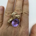 Sz 8 25 Amethyst Solid 14k  Gold Cocktail Ring Vtg Unique Custom Statement 11gr