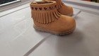 Toddler Girl Fringe Boots Size 4 Tan Heart Cutout Faux Suede Fall Shoes
