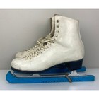 Vtg Riedell Royal Sheffield Silver Test Blades Usa Leather Figure Ice Skates  9