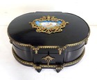 Xxl Antique French 19th C Napoleon Bronze Sevres Plaque Ebony Vanity Jewelry Box