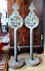 Islamic Metal Bronze Standard Stand Pair Heavy Vintage Middle Eastern Symbols