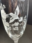 Vntg Avon 2 Etched Hummingbird Lead Crystal Champagne Flutes Frosted Stem France