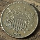 1864 2 Cent Piece Vf Very Fine Original Coin - Tcccx