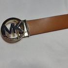Michael Kors Belt Twist Reversible Brown Mk Logo 2-toned Round Buckle Size M 30 