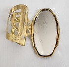 Vintage Western Classical Flower Hand Mirror Lipstick Holder Finger Mirror