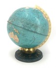 Vintage Metal World Globe Ohio Art Zodiac Sign Base 1950   s - Has Flaws