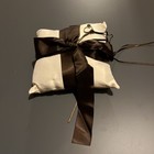 Ivory brown Satin Wedding Flower Girl Basket And Matching Ring Bearer Pillow 