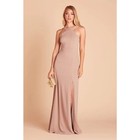 Birdy Grey Gene Crepe Taupe Size Small Maxi Bridesmaid Dress With Slit Nwt New