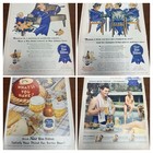 4 Vtg 1940s Pabst Blue Beer Ads 14 x10  Double Sided Magazine Mancave Bar Decor