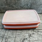 Vtg Tupperware Orange Rectangular Containers W Lids Set Of 2 Read