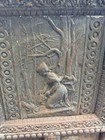 Antique  Victorian Cast Iron Fireplace Cover Relief Woman Forest  Panel Brown 