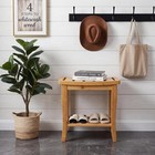 Bamboo Shower Bench With Storage Shelf  Natural waterproof Bath Stool Spa Seat 
