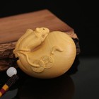 Y9032 - 2  Hand Carved Boxwood Netsuke Figurine - Wealthy Mouse In Bag