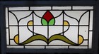 Wide Floral Large Old English Leaded Stained Glass Window 29  X 16 
