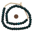 Alpine Teal Recycled Glass Beads 11mm Ghana African Sea Glass Grey Round