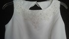 Michelangelo Sleeveless Wedding Dress gown Beaded Neckline Bows Back Sz10 Nwot