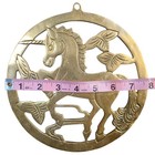 Vintage Brass Unicorn Wall Hanging Trivet Circular Mythical Fantasy Decor 7 5 