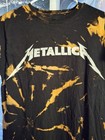 Metallica Black Bleach Tie Dye T-shirt Rock Pop Music Band Tee