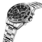 Mens Watches Chronograph Black Stainless Steel Waterproof Date A2-silver