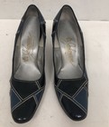 Vintage 60   s Johansen Womens Size 5 M Blue High Heel Pumps Shoes In Euc