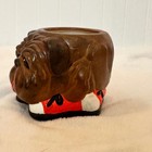 Vintage Unbranded Bulldog Planter Home Decor Small Brown Excellent Ceramic Pot