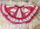 Vintage Red Hearts Lace Tier Skirt Square Dance Pleated Pockets 29-40  Waist