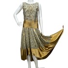 Antique 1920s Gold And Mint Green Dress Lame Embroidered Silk High Low Gatsby