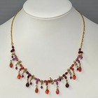 Avon Fringe Necklace Earring Jewelry Set Dangle Glass Beads Pierced Signed Vtg