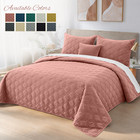 3 Piece Bedspread Embossed Quilted Bedding Set Reversible Coverlet Bed Throw