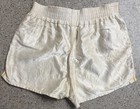 1940s White W  Gold Trim Satin Boxing Track Gym Padded Shorts Sz 28 W  Belt