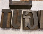 Lot 8 Antique Vtg  Letterpress Printing Block Letters Wood   G M w N O T U O E