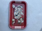 Vintage Mcm Red Daisy Rectangle Metal Serving Tray Mid Century Modern 14x9