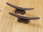 2 Cleat Boat Hooks Handles Pull Cast Iron Ship Dock Nautical Ties Rustic Finish