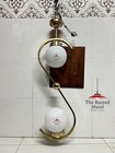 Vintage Brass   Milk Glass Ceiling Light Fixture - Art Deco Style Shaolin Design