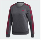 New Women s Adidas Essentials 3 Stripes Sweatshirt Gray Maroon Size Small 