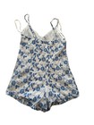 Redberry Fashion Short White Blue Floral Romper Jumpsuit 100  Cotton Small S