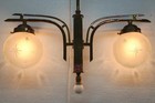 Antique Vintage Art Deco Fixture Ceiling Brass Hanging Light Star Glass Lamp