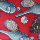 Hanover St Vintage Red Tennis Novelty Tie Rackets Balls Shoes Made In Usa 90s