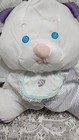      Vtg Fisher Price Puffalump Teddy Bear Plush Lovey White Purple Bib 1989 Rare 