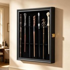 7 Wands Display Case Lockable Wall Mount Wood Wand Holder Small  Black