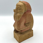 Vintage 1983 7 5  Primitive Folk Art Hand Carved Wood Carving Santa Claus Signed