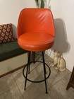 One Mcm Chrome Admiral Orange Swivel Metal Stool-original- Mid Century