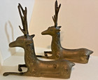 Vintage Brass Stag Deer Pair Made In India Mcm - Approx  7 x7  46oz Total