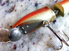 1940s Ccb  Jointed Pikie Minnow 4  Antique Wood Fishing Lure Red silver black
